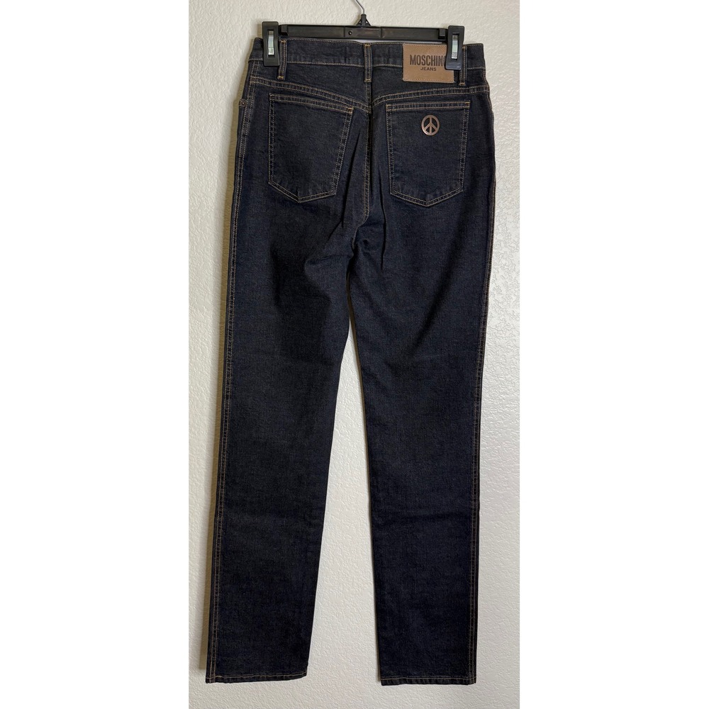 Moschino Womens Size 30 Jeans Dark Wash Peace Sign Straight Leg Denim Donna - Picture 2 of 14